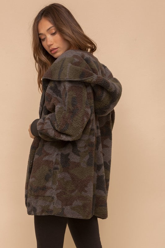 Camo Print Fur Jacket