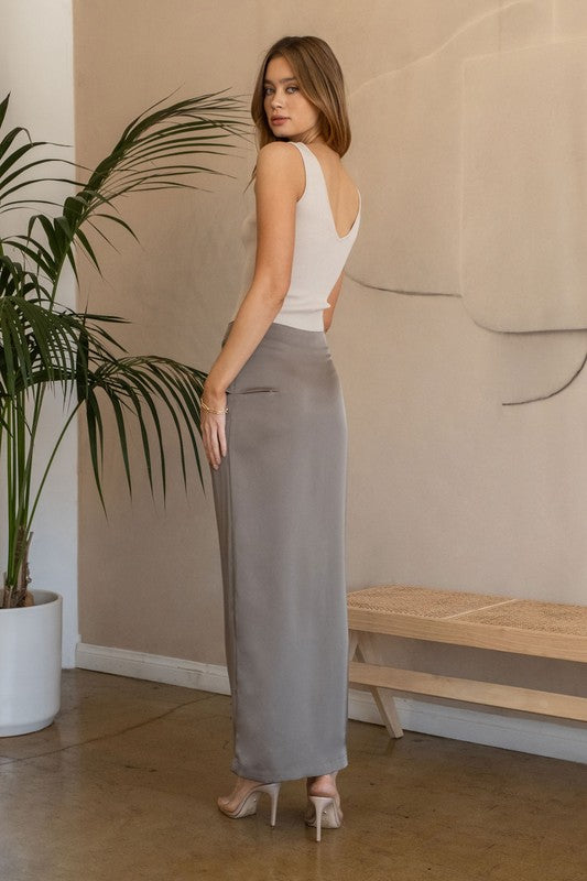 V Neck Ribbed Tank Top - Oatmeal