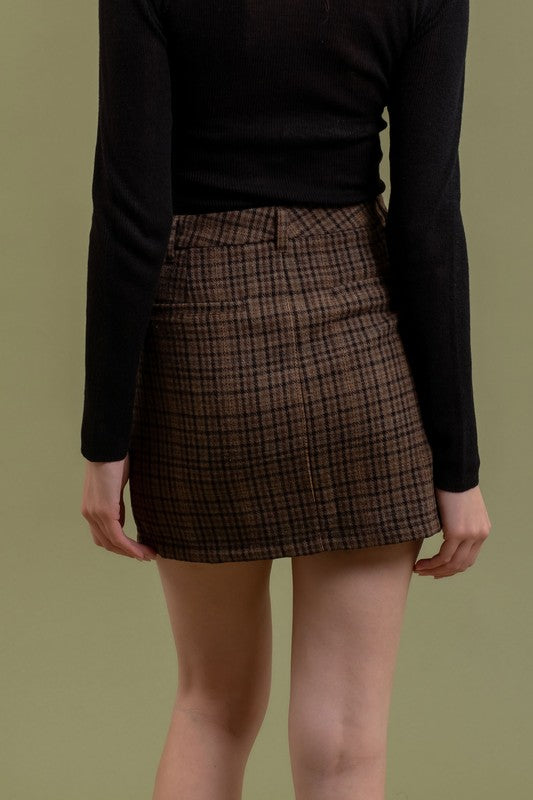 High Waist Plaid Mini Skirt
