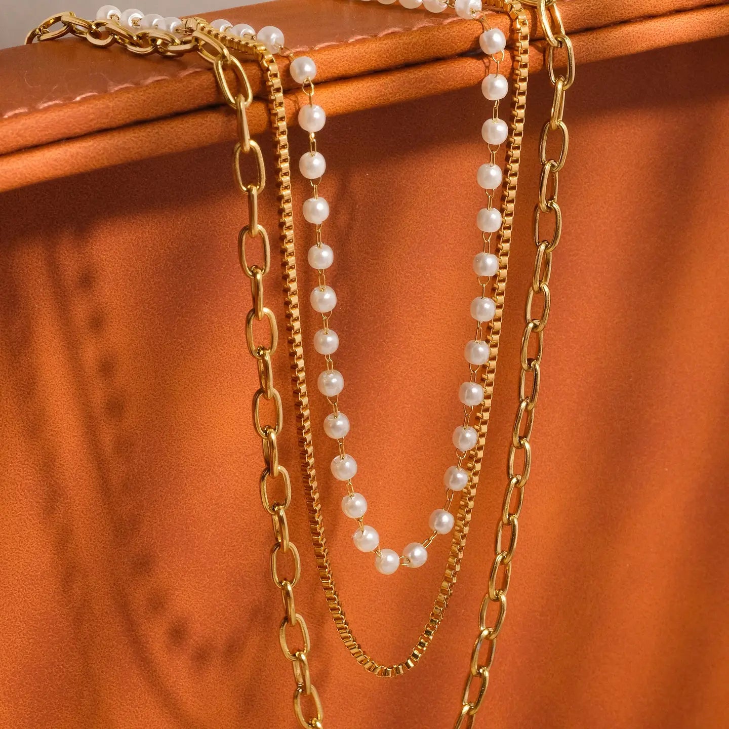 Cadeaux Stacked Pearl Chain Necklace