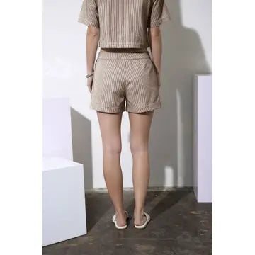 Brown Pinstripe Shorts