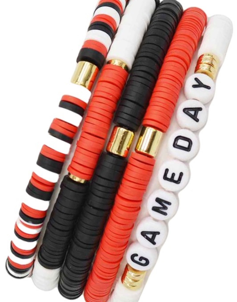 Red/Black Game Day Bracelet Set