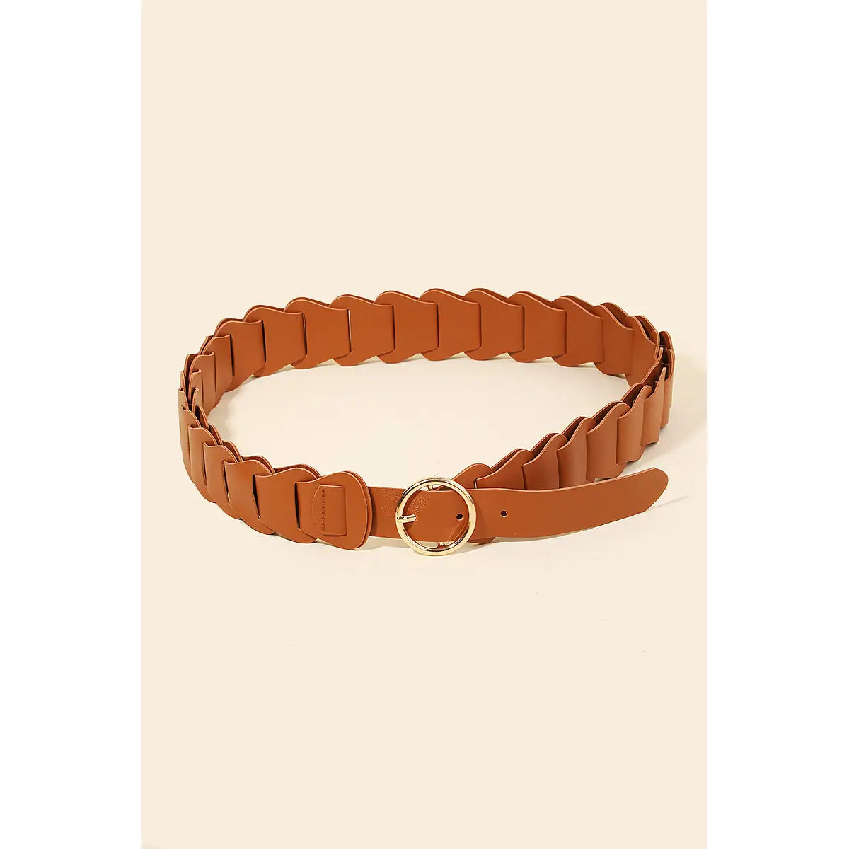 Faux Leather Braid Link Belt - Brown