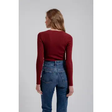 Crewneck Sweater Knit Pullover - Oxblood