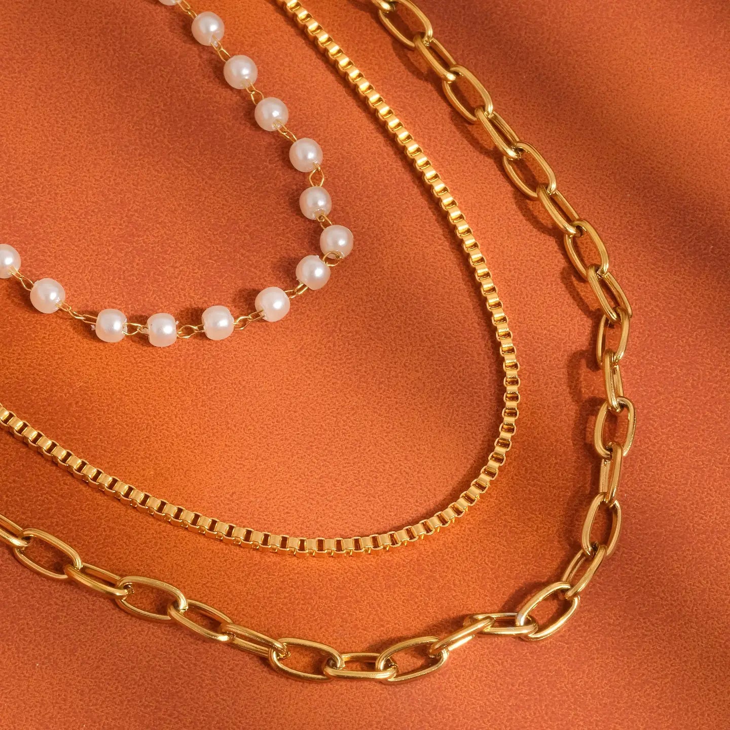 Cadeaux Stacked Pearl Chain Necklace