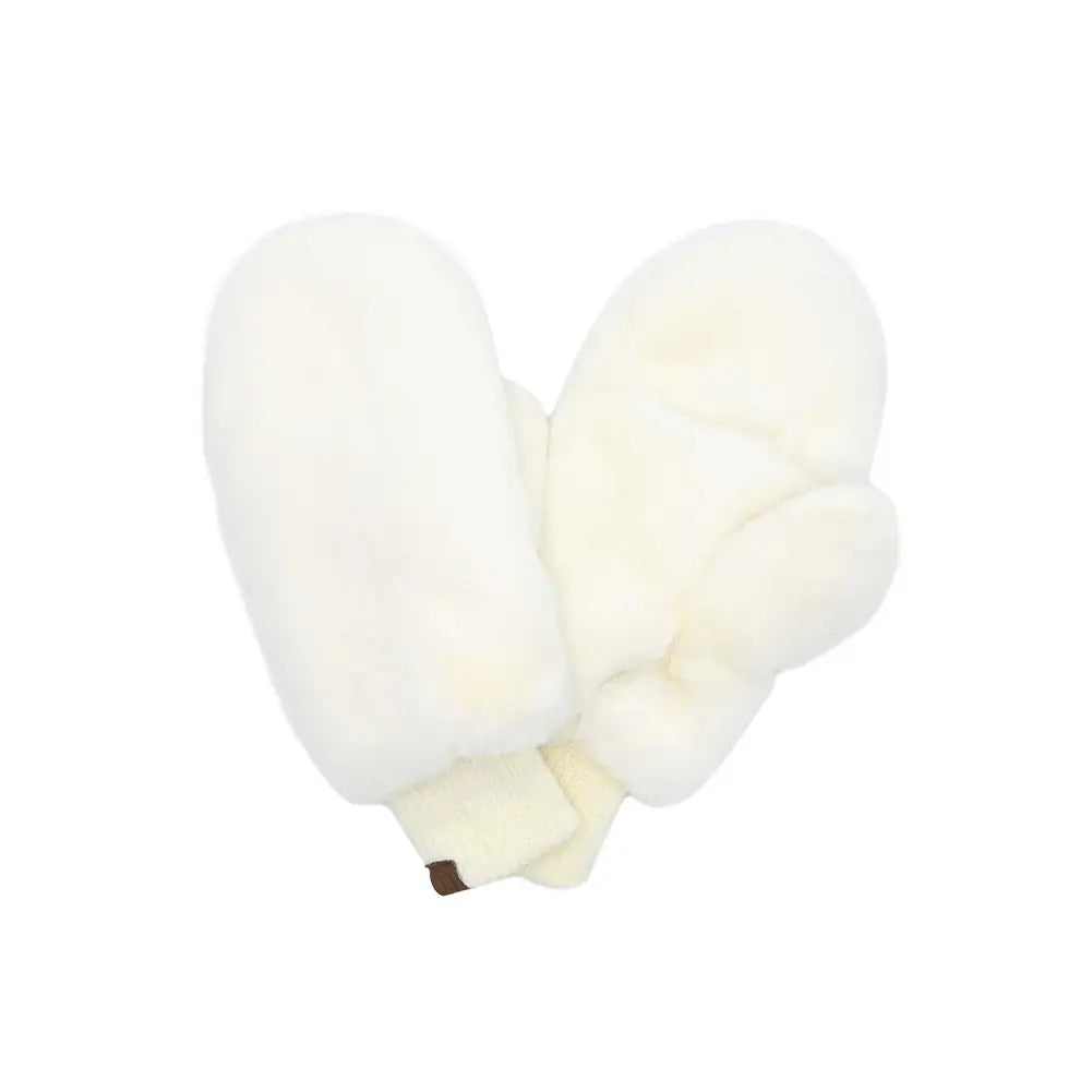 C.C Faux Fur Mittens - Ivory