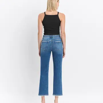 High Rise Ankle Straight Jeans