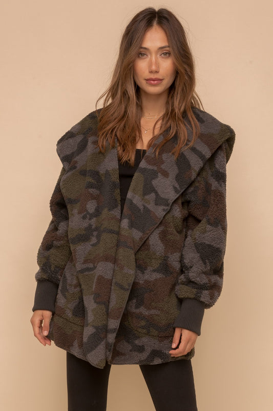 Camo Print Fur Jacket