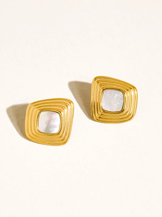 White Solenne Square Earrings
