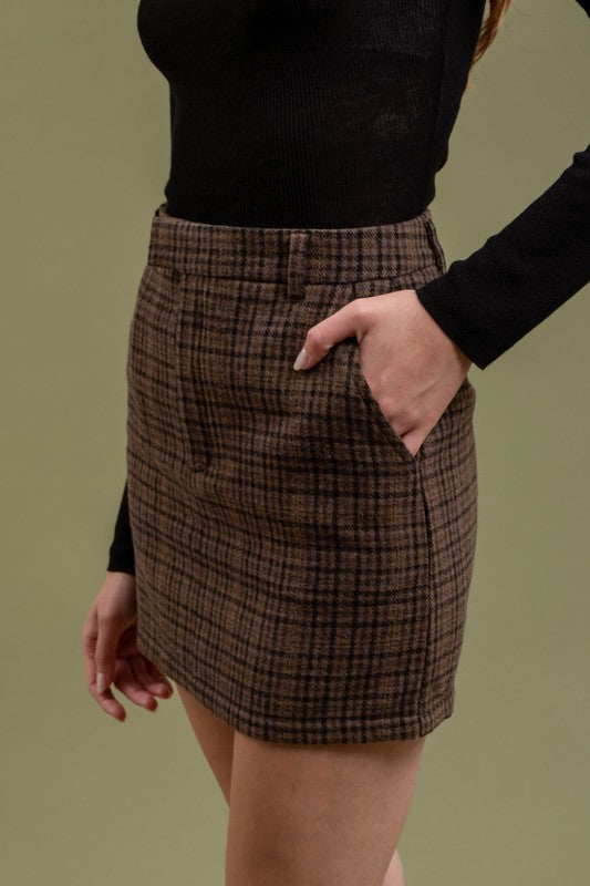 High Waist Plaid Mini Skirt