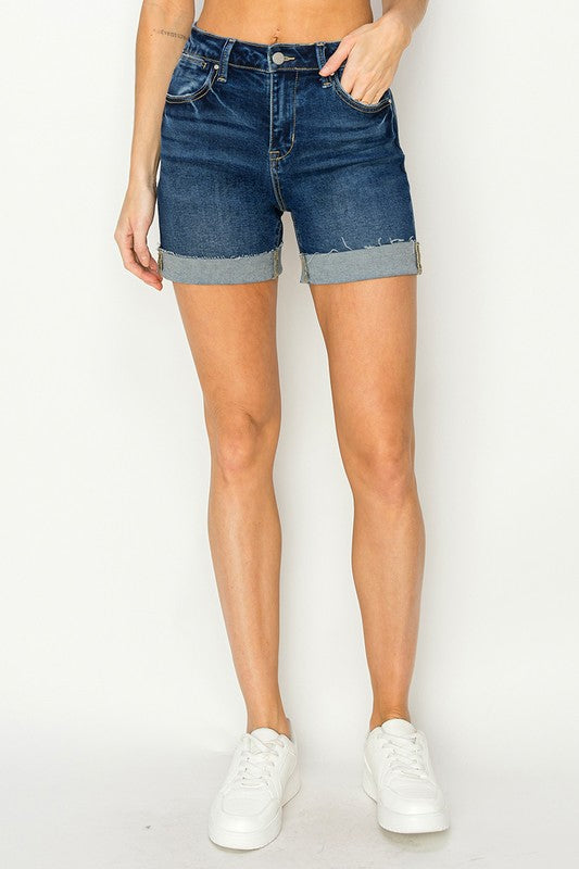 RISEN HIGH RISE CUFFED SHORTS-DARK