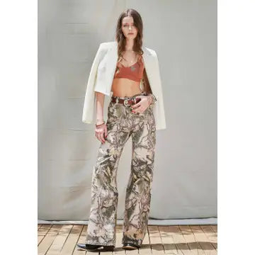 High-Rise Camo Print Wide Leg Jeans