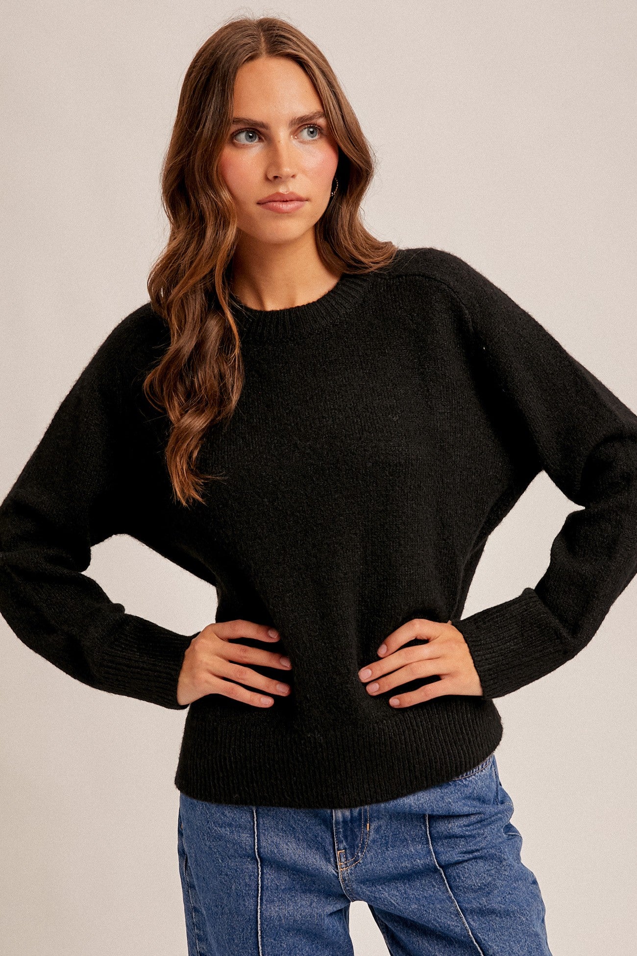 Black Crew Neck Relaxed Sweater