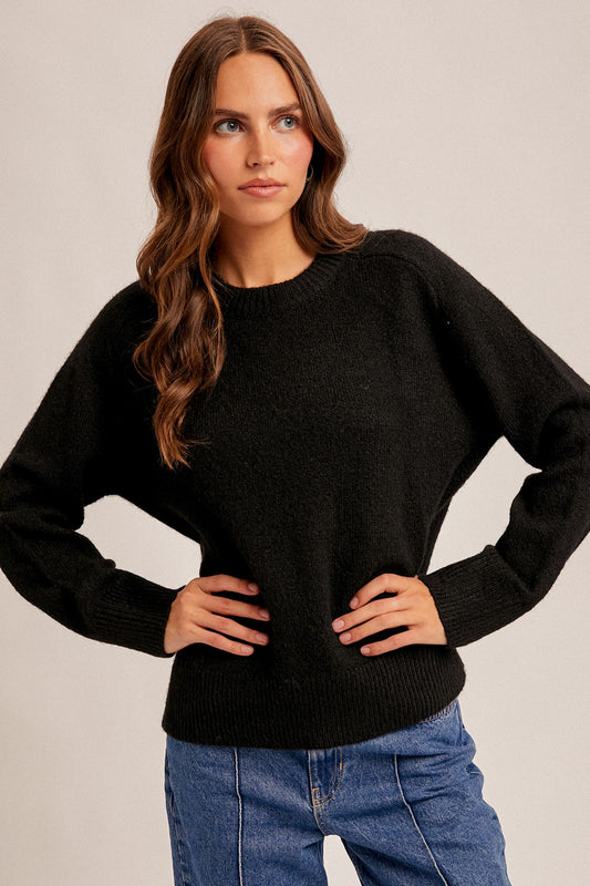 Black Crew Neck Relaxed Sweater