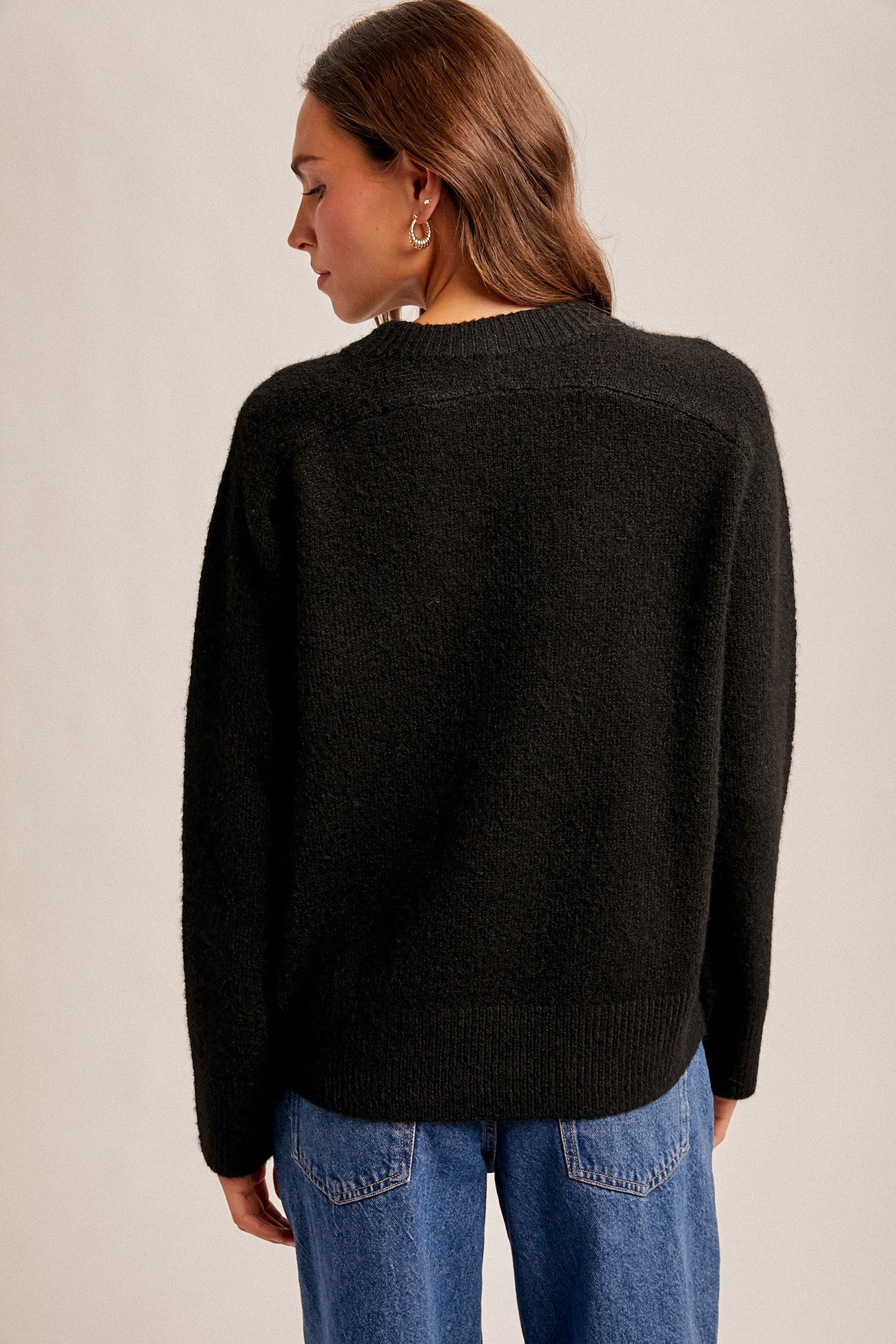 Black Crew Neck Relaxed Sweater