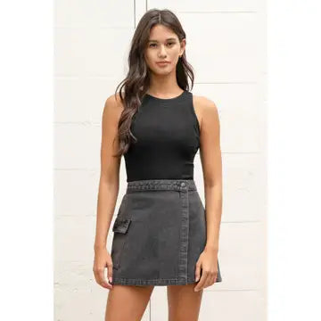 Fitted Sweater Tank Top - Black