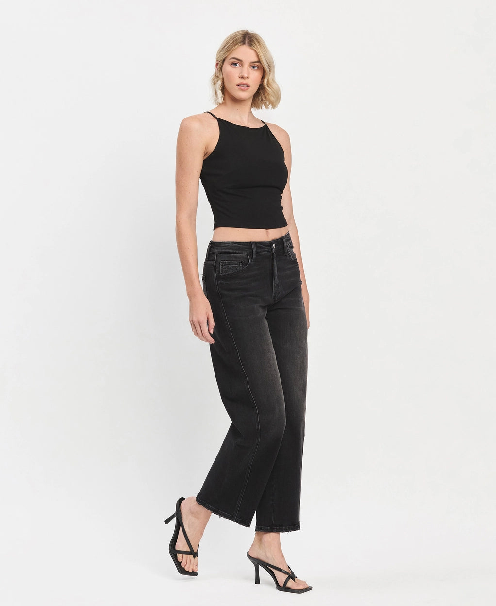 Black Vervet Barrel Jeans