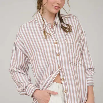 Brown Stripe Button Down Shirt