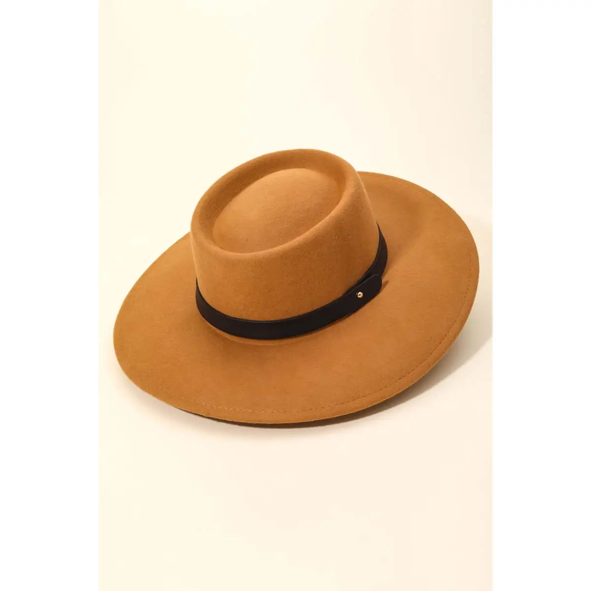 Flat Brim Strap Pork Pie Fashion Hat