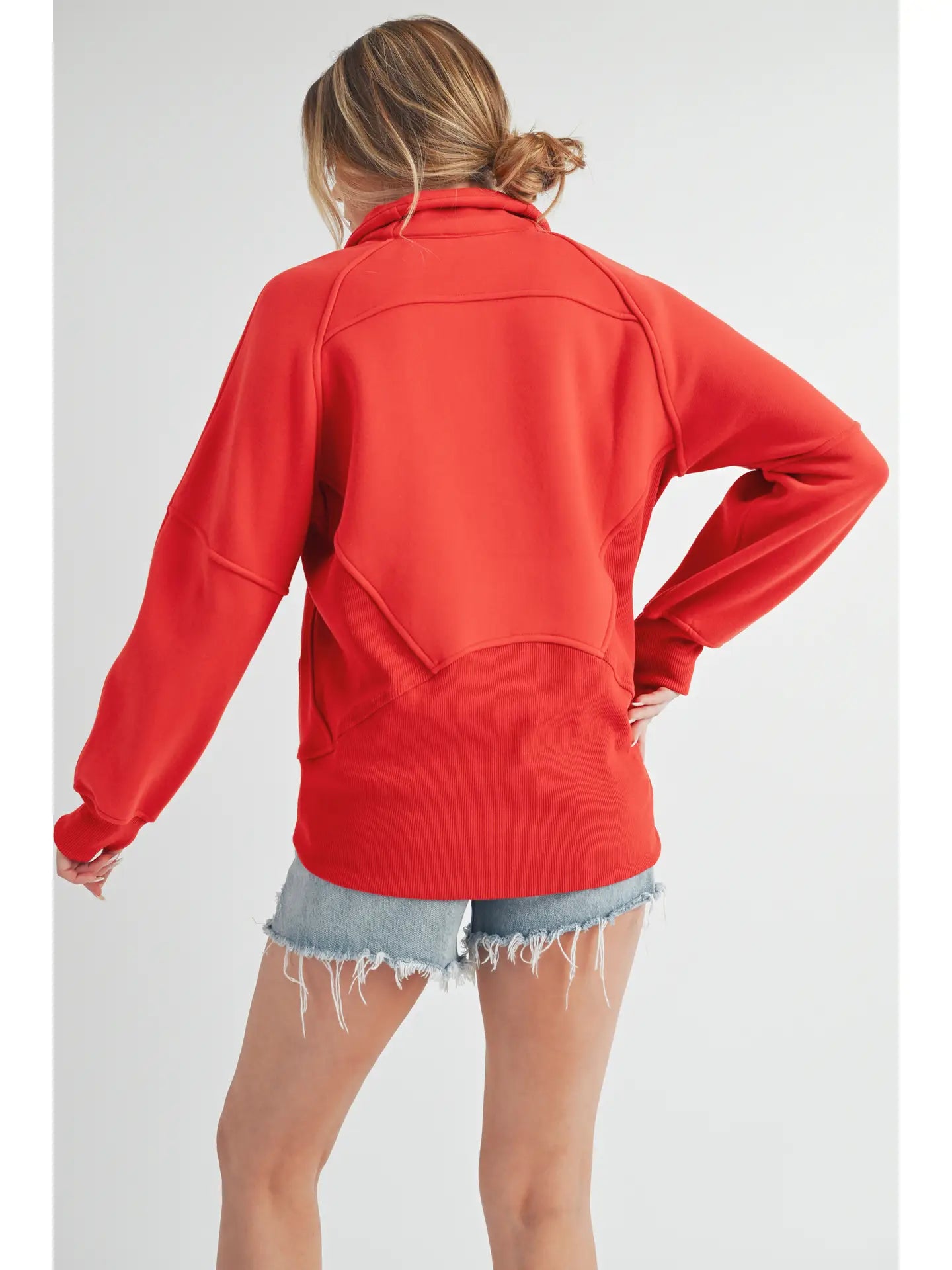 Funnel Neck Half Zip - Tomato