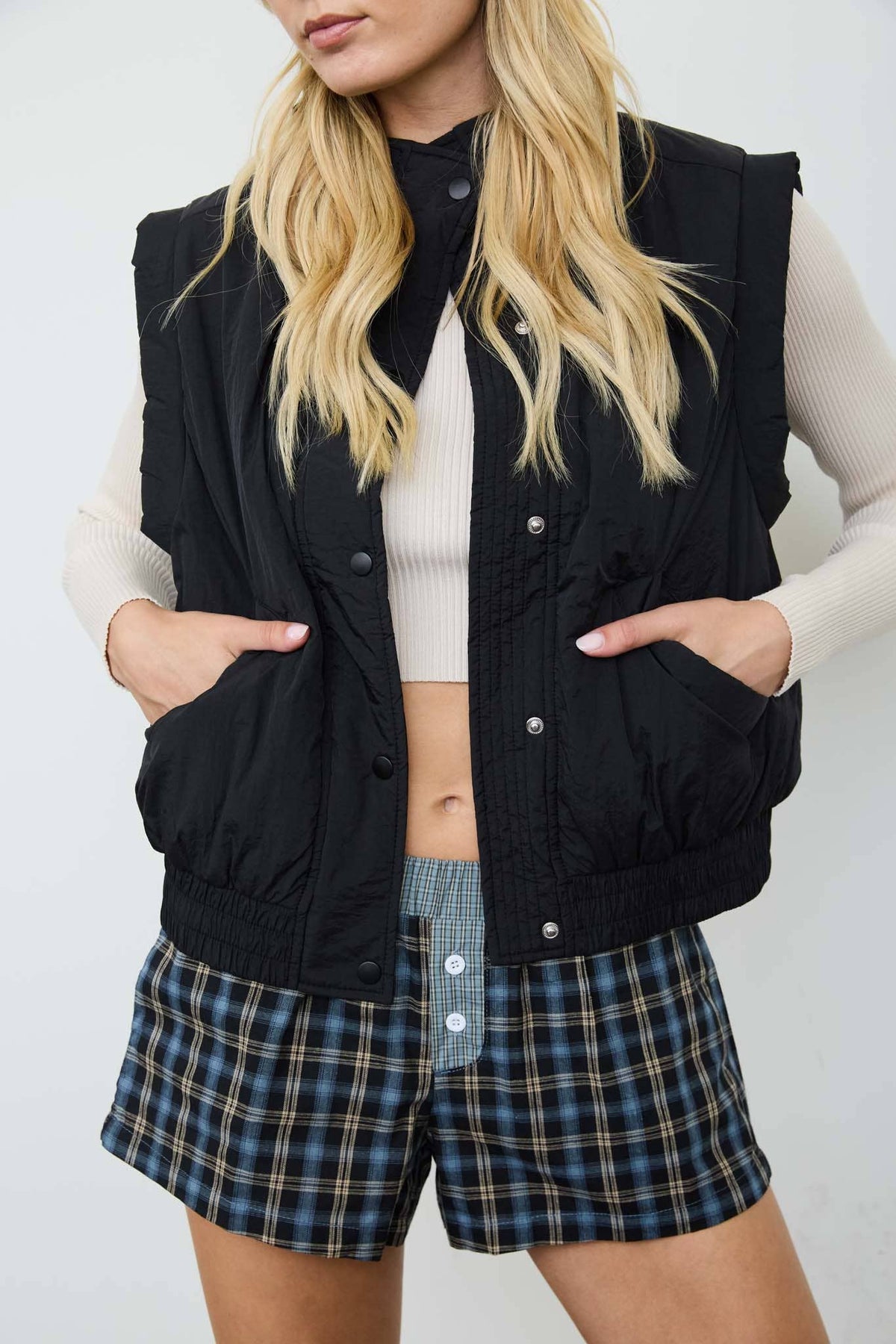 Black Mock Neck Vest