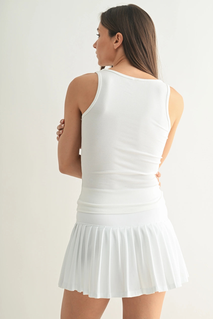 Mono B Ribbed Tank Top-White