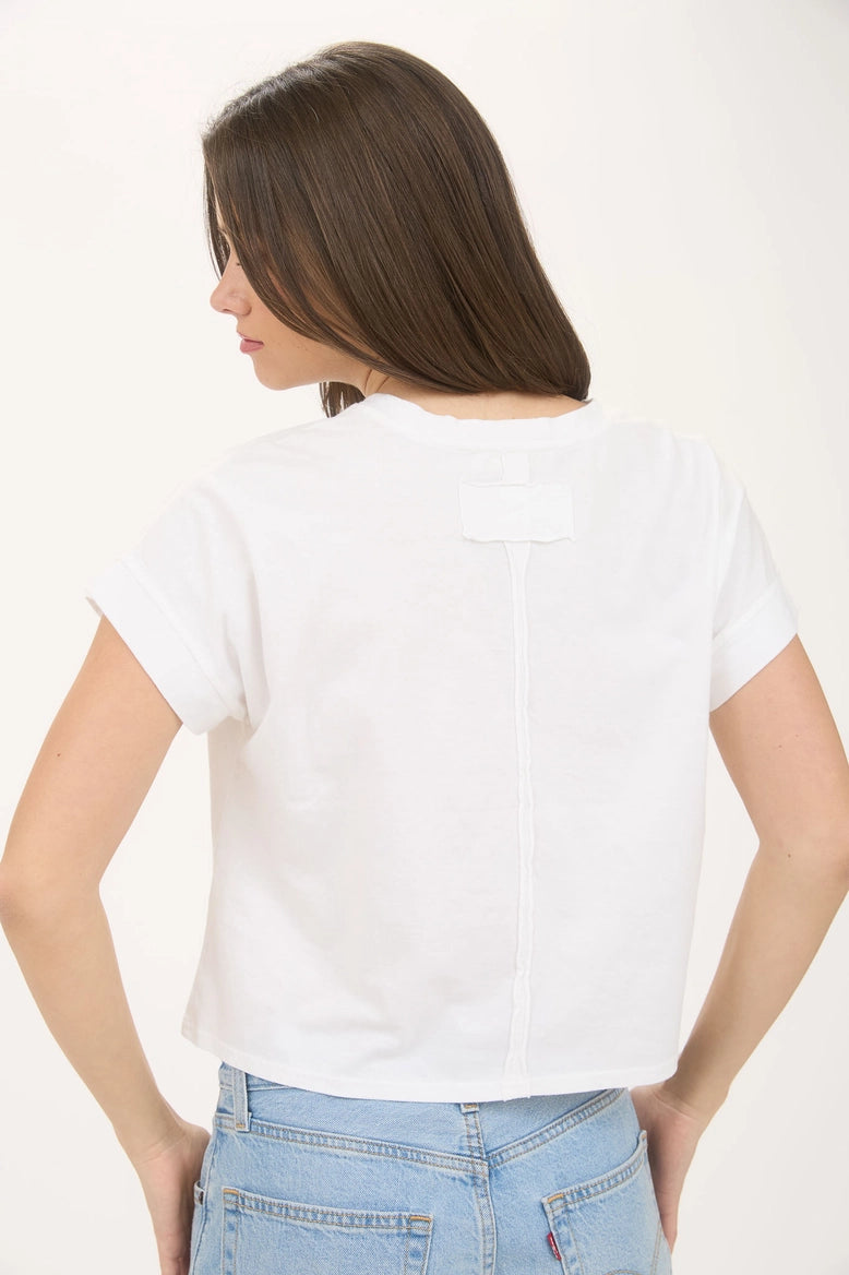 White Extended Shoulder Tee