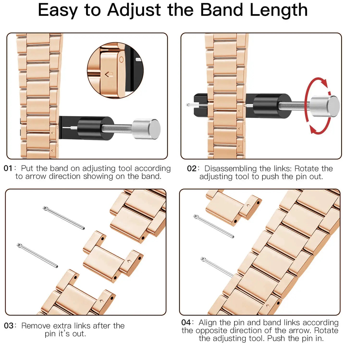 Apple Watch Band-Rose Gold Stainless Steel