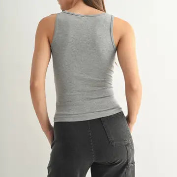 Mono B Ribbed Tank Top-Grey