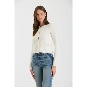 GOLD BUTTON KNIT CARDIGAN - Ivory