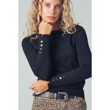 Polished Button Cuff Top