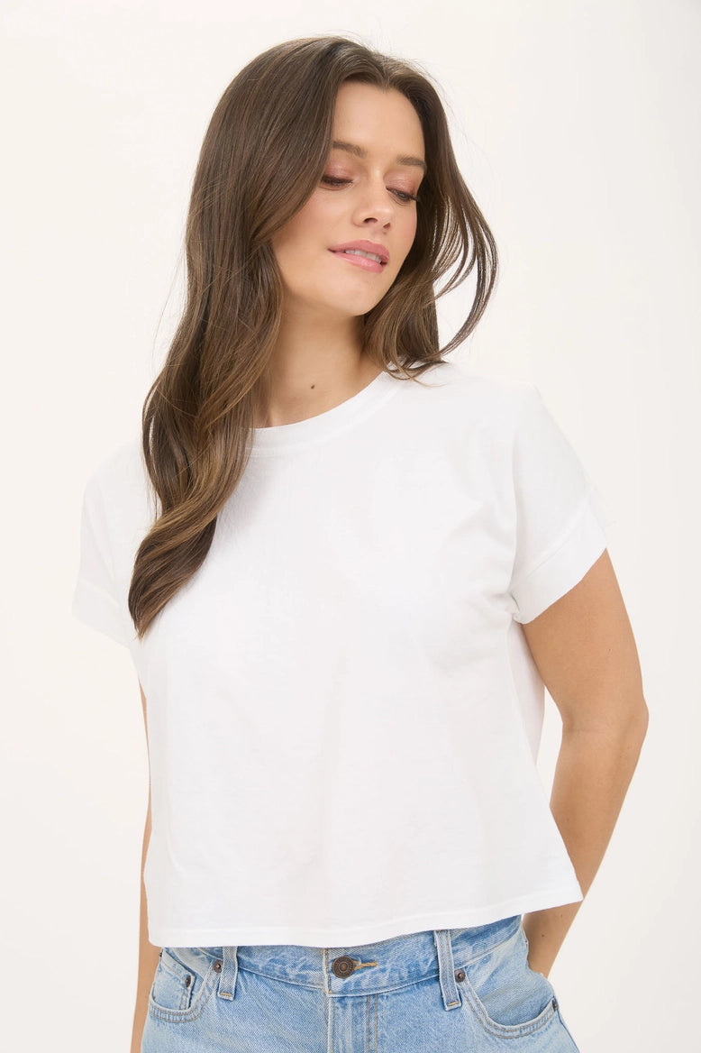 White Extended Shoulder Tee