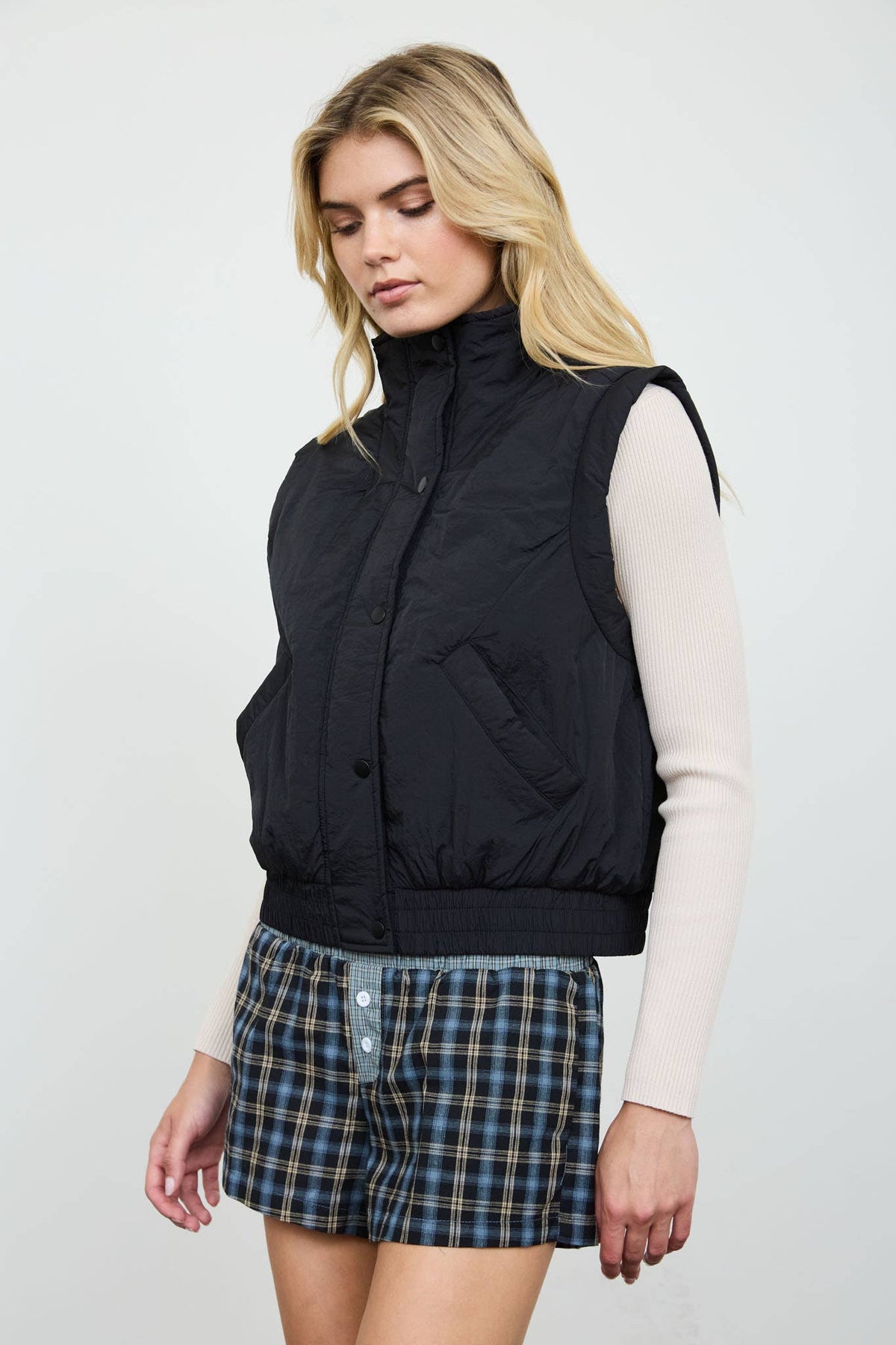 Black Mock Neck Vest