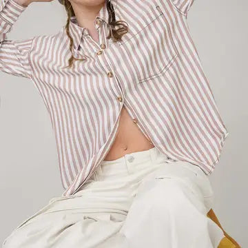 Brown Stripe Button Down Shirt