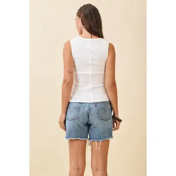 White Henley Tank