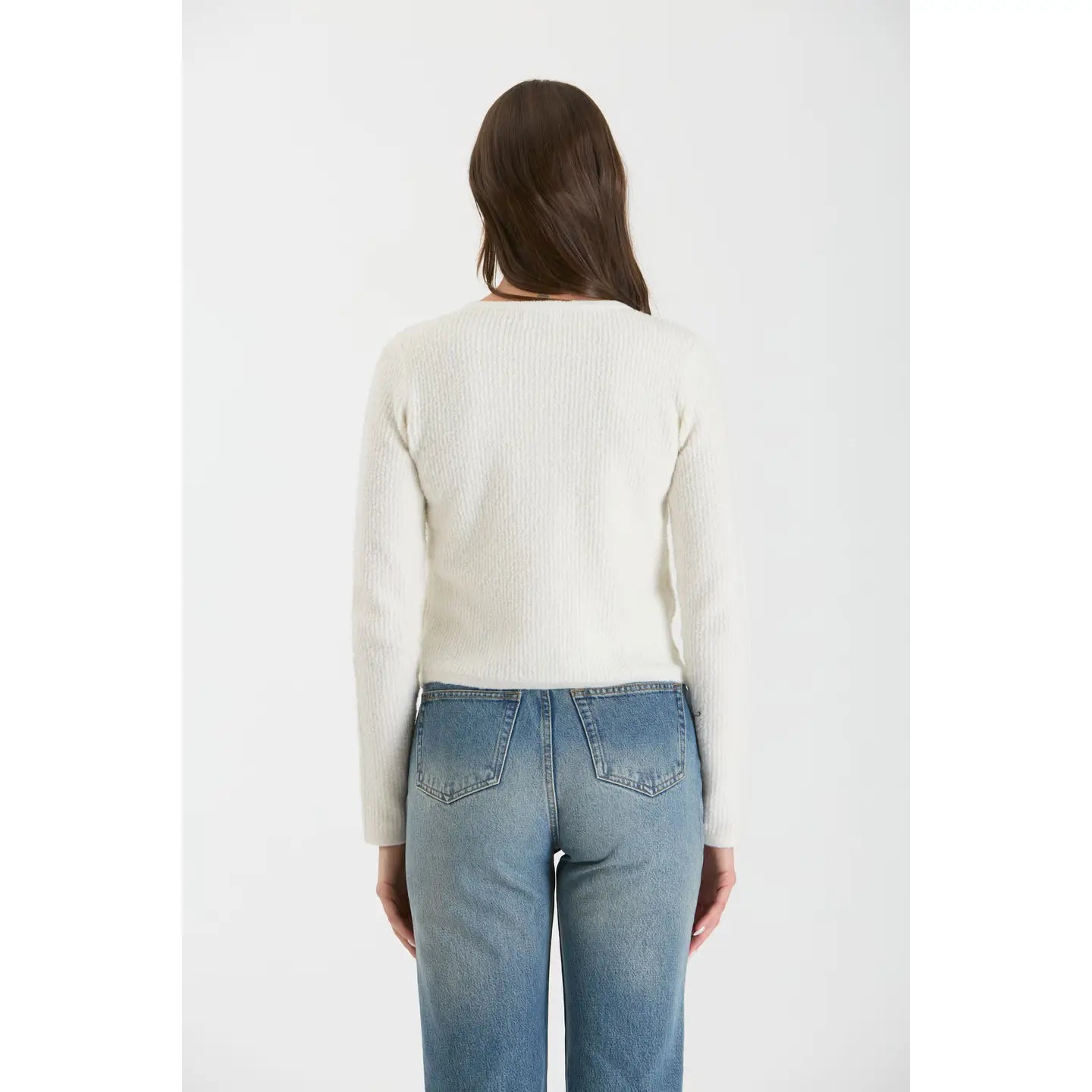 GOLD BUTTON KNIT CARDIGAN - Ivory