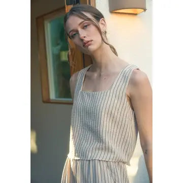Pinstripe Tank & Wide Leg Pant Set