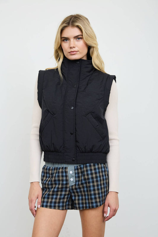 Black Mock Neck Vest