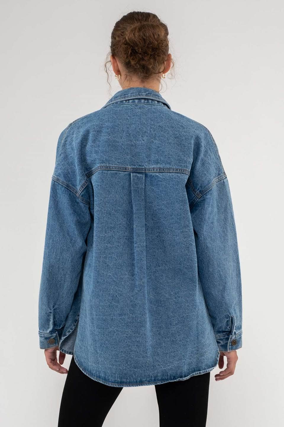 Drop Shoulder Denim Shacket