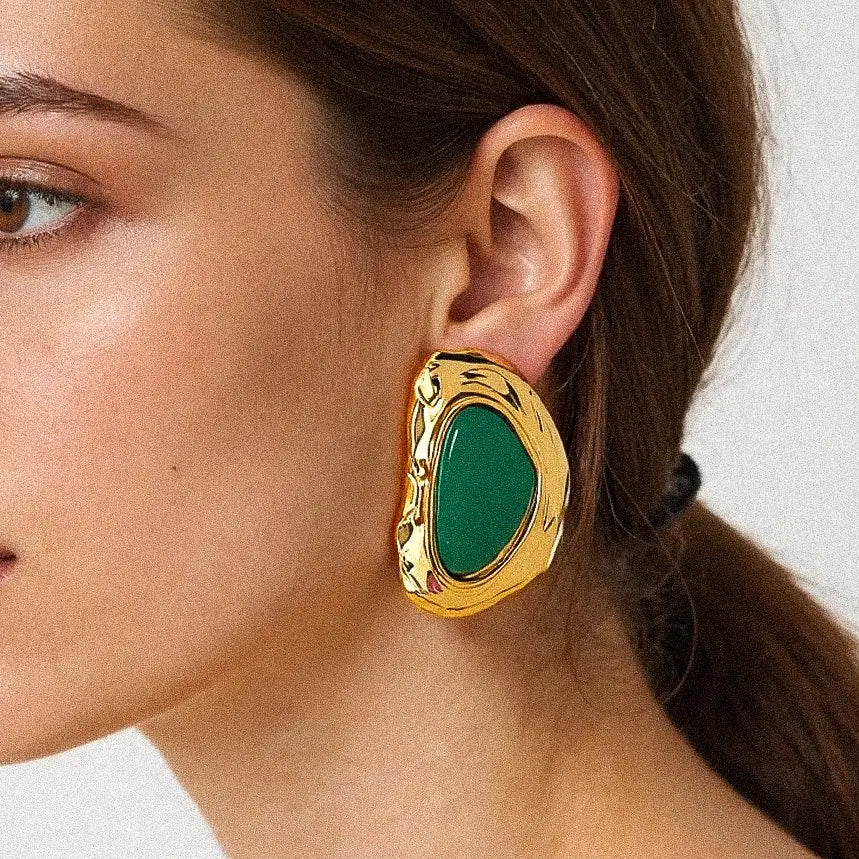 Mei Green Stone Stud