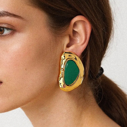 Mei Green Stone Stud