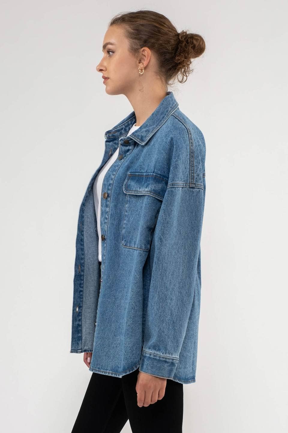 Drop Shoulder Denim Shacket