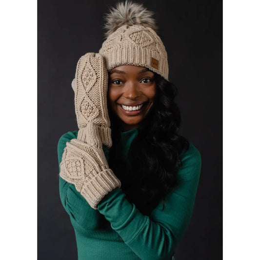 Taupe Cable Knit Set