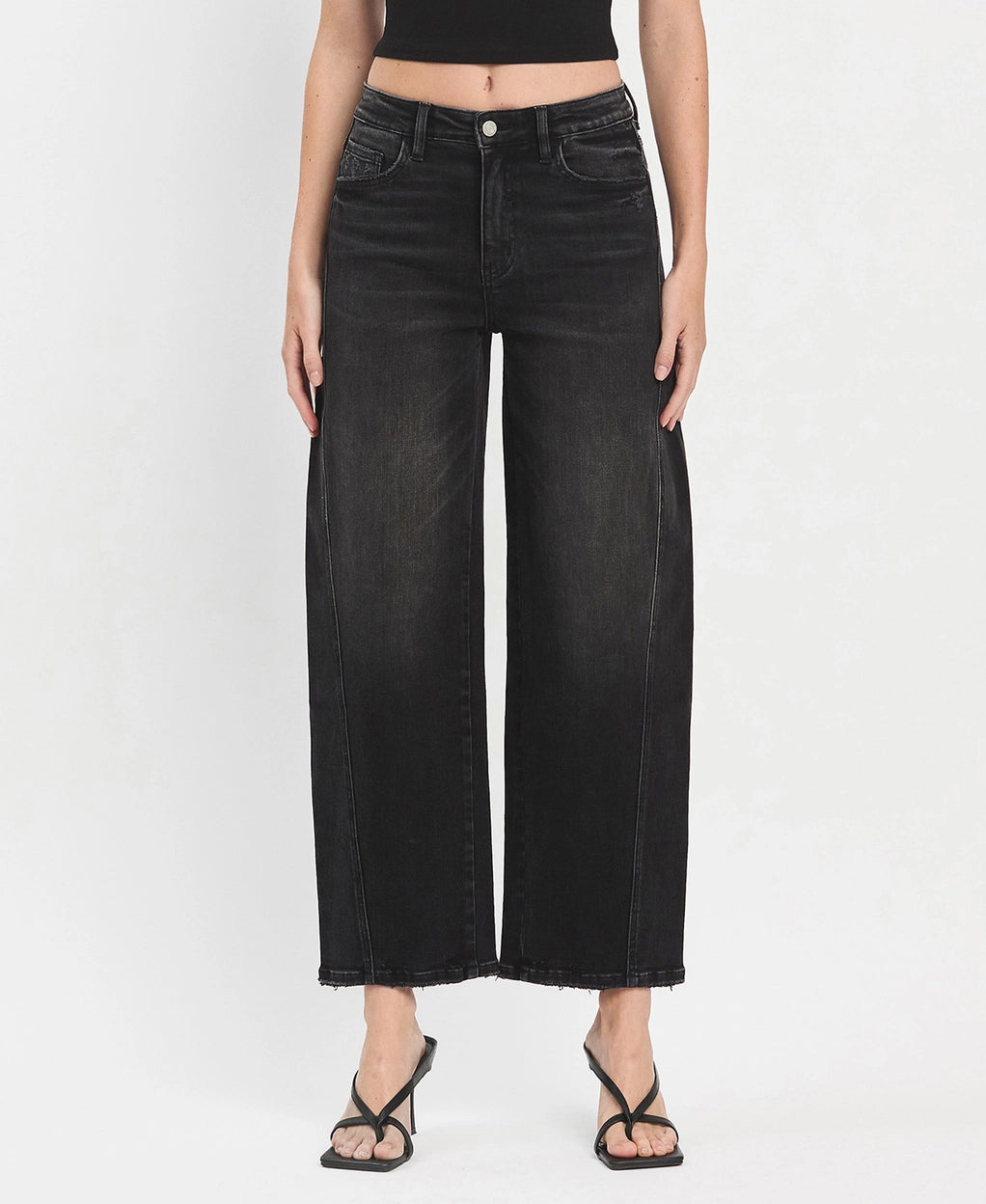 Black Vervet Barrel Jeans