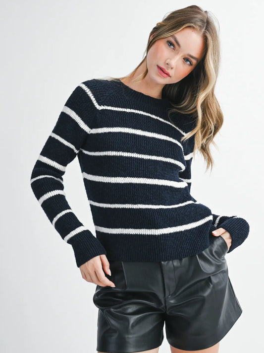 Chunky Navy Striped Sweater