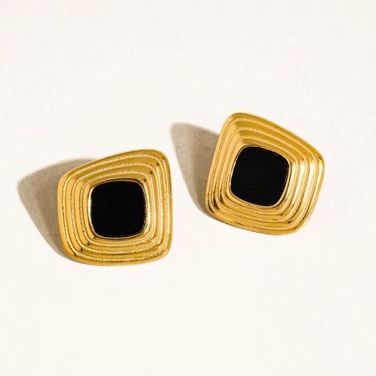 Black Solenne Square Earrings