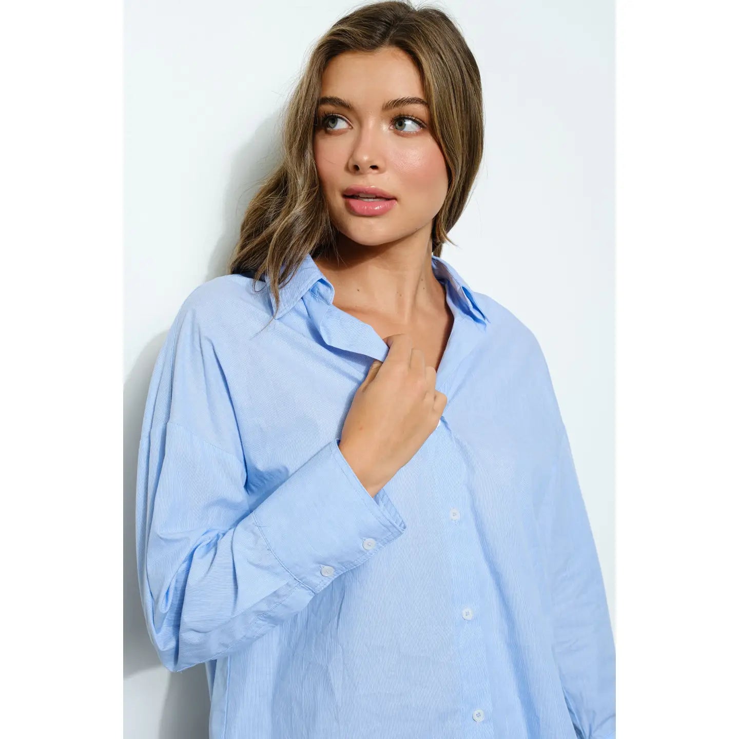 Cotton Pin Stripe Long Sleeve Shirt