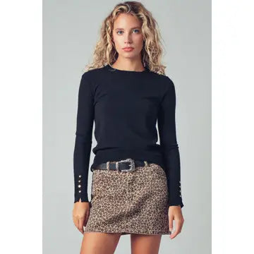 Polished Button Cuff Top