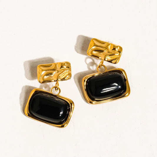 Black Square Dangle Earring