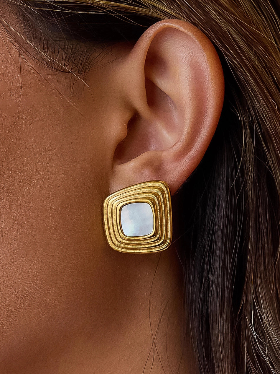 White Solenne Square Earrings